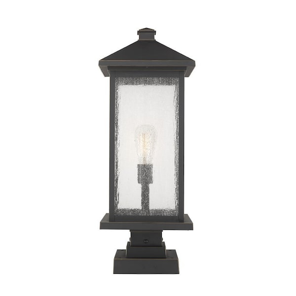 Z-Lite Portland 1 Light Outdoor Pier Mounted Fixture, Oil Rubbed Bronze & Clear Beveled 531PHBXLS-SQPM-ORB - main